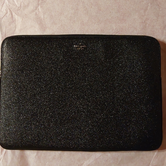 kate spade Bags Kate Spade Tinsel Glitter Fabric Laptop Case In Black Metallic Holds 5laptop
